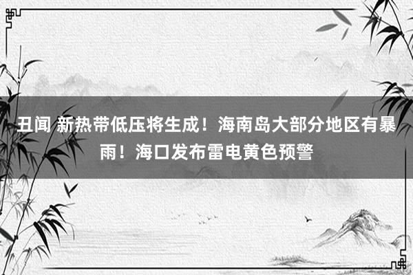 丑闻 新热带低压将生成！海南岛大部分地区有暴雨！海口发布雷电黄色预警